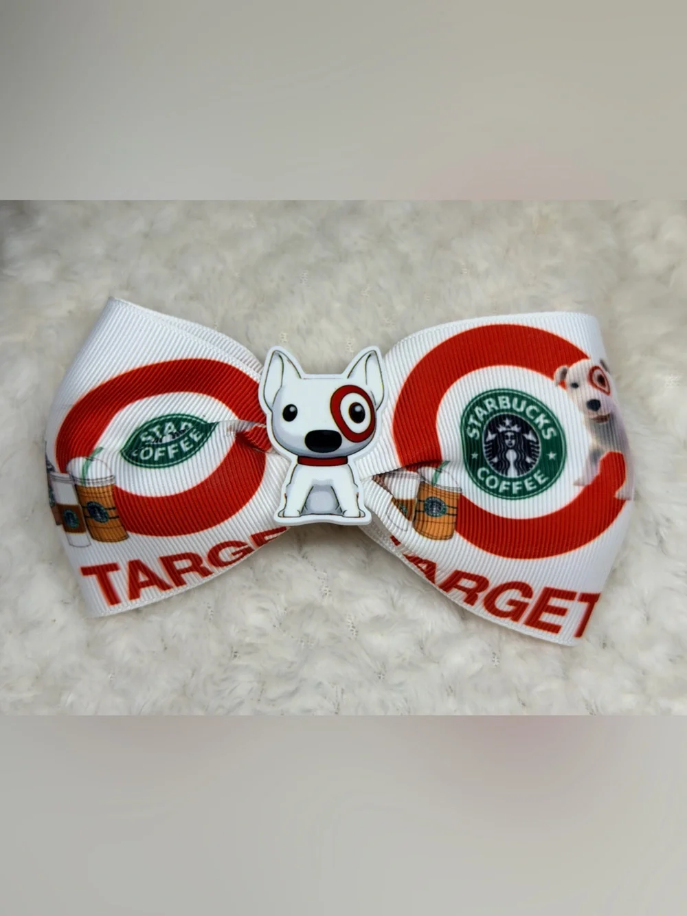 White & Red Branded Target x Starbucks Kids Bow Hair Clip